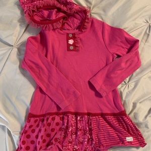 Naartjie Hot pink ruffled hoodie shirt dress